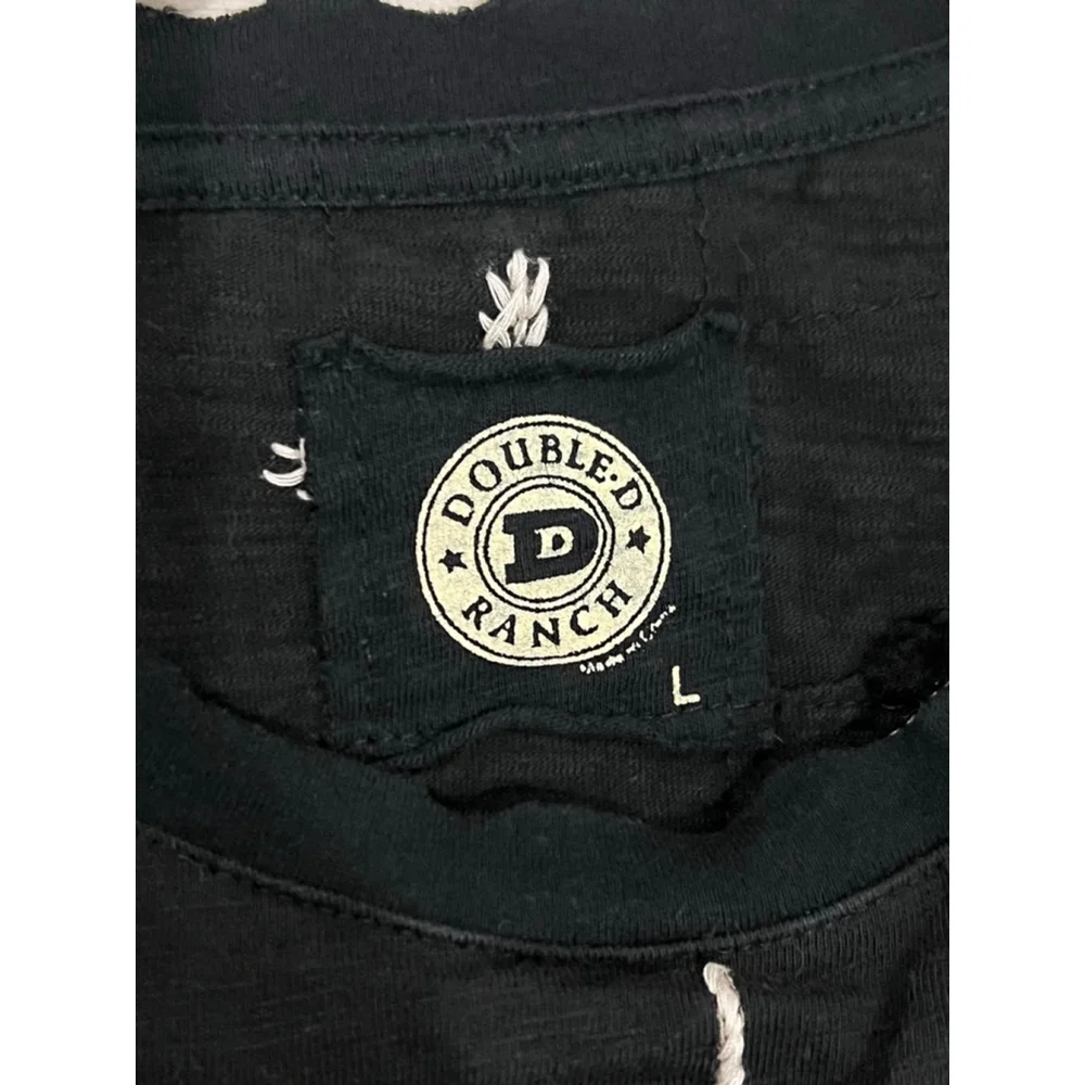 Women's Double D Ranch Black Long Sleeve Tee L with White Embroidery - Picture 3 of 8